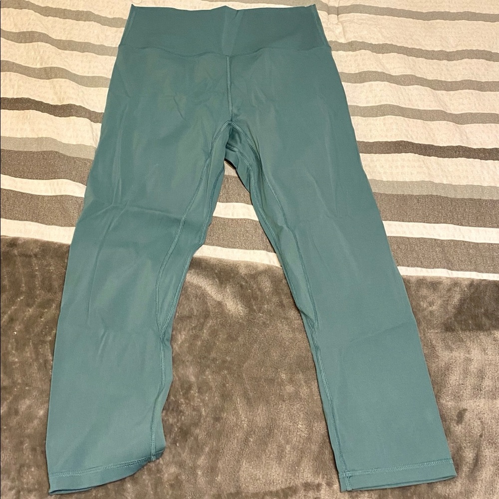 Large teal strong physique crop leggings